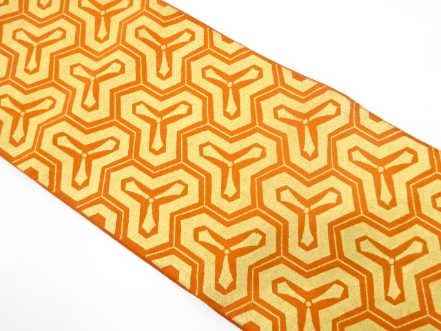 アンティーク　毘沙門亀甲模様織り出し袋帯（材料）